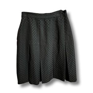 Vintage Style Pleated Checkerboard High Waist Black Mini Knee Skirt size 6 XXS
